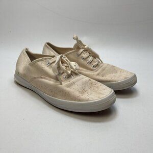 Keds Champion Originals Canvas Sneaker Off-White Paint Splatter Artsy Wom Sz 10